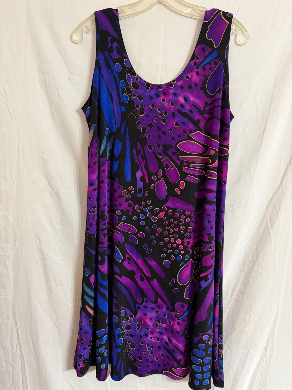 Bold Abstract Purple & Blue Midi Tank Dress